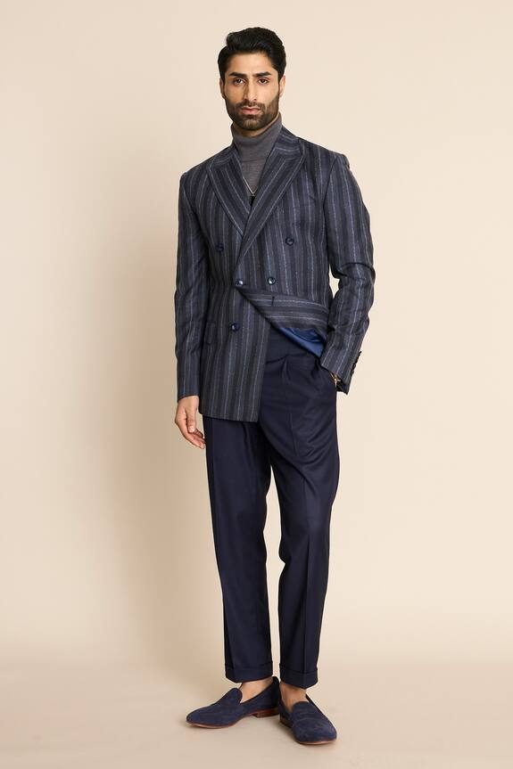 Gargee Designers Striped Pattern Double Breasted Blazer