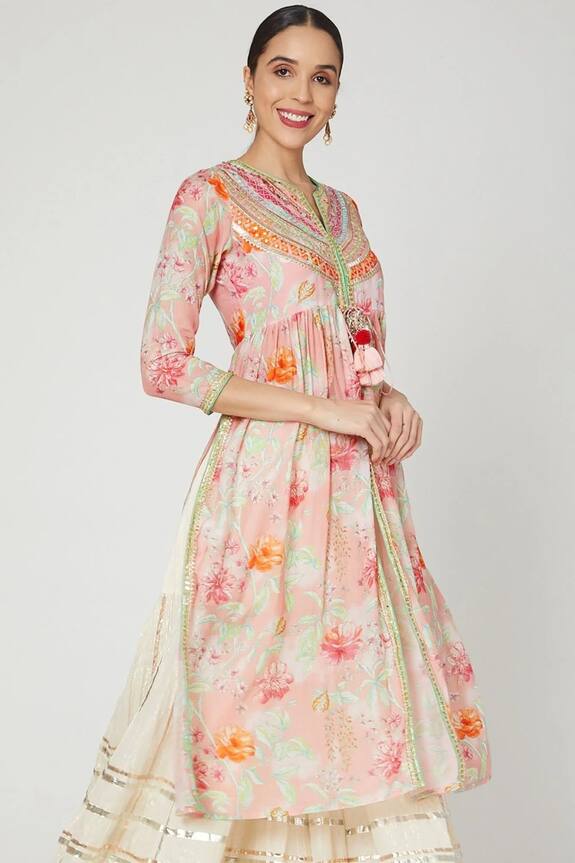 Gopi Vaid Utsav Flower Bloom Print Jacket Tunic