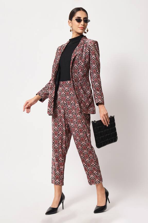 Soniya G Velvet Printed Blazer & Pant Set