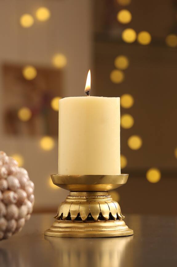 Amoli Concepts Brass Pillar Candle Holder