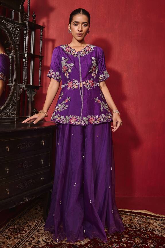 Ajiesh Oberoi Urvi Embroidered Jacket & Sharara Set