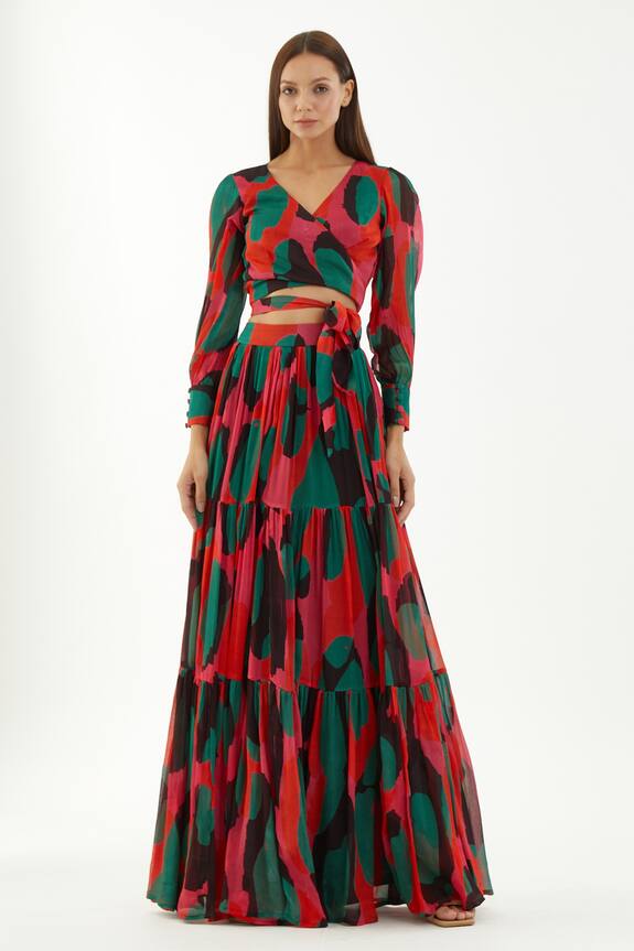 KoAi Abstract Pattern Wrap Top