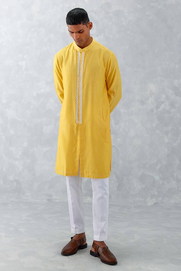 Devnaagri Placement Embroidered Kurta With Pant