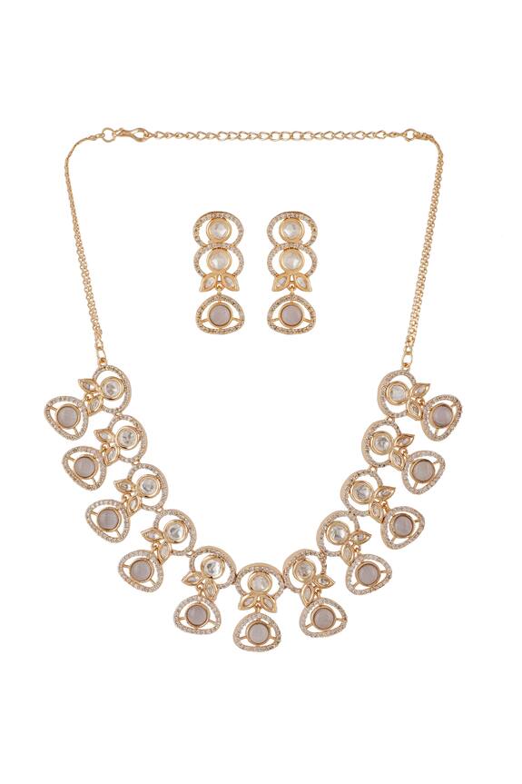 Chhavi's Jewels Pear Shaped Cut Work Choker Necklace Set