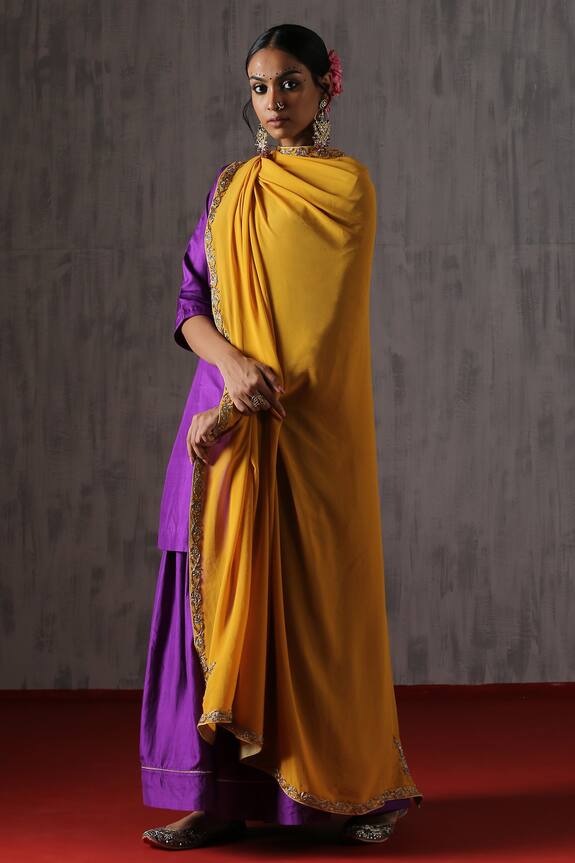 Weaver Story Floral Embroidered Border Dupatta