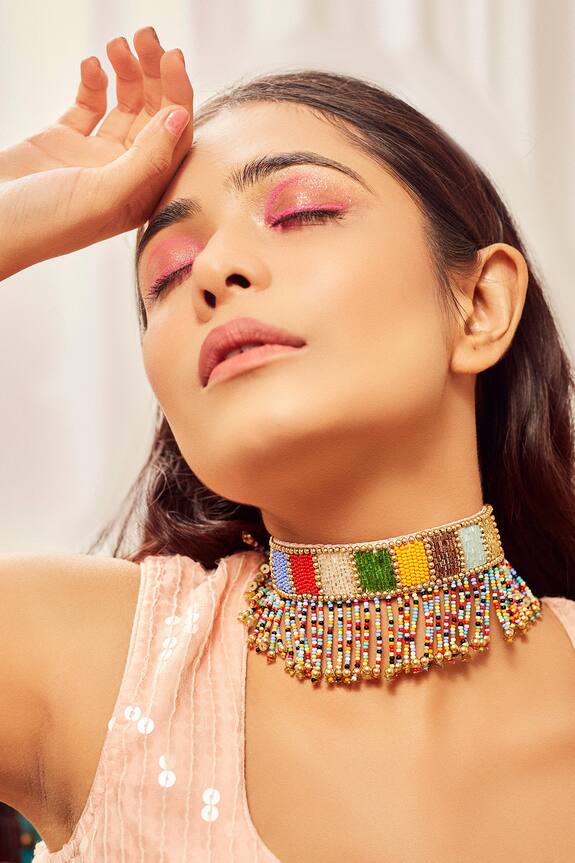 Kanyaadhan by DhirajAayushi Sequin Embroidered Choker Necklace