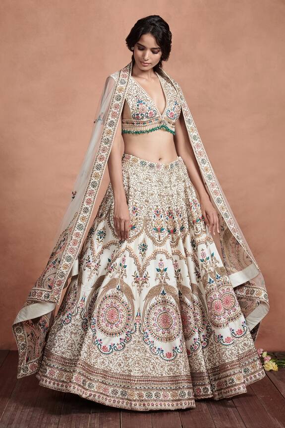 Aashima Behl Banarasi Silk Zardozi Embroidered Lehenga Set
