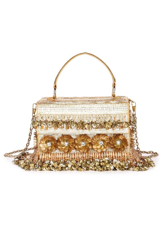 The Purple Sack Embroidered Clutch Bag With Sling Chain