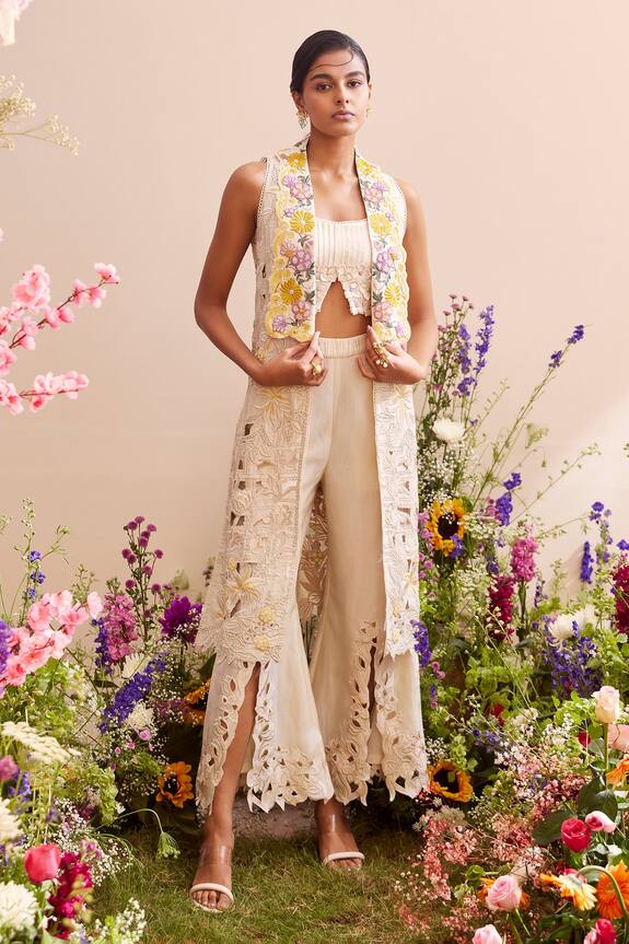 Chandrima Floral Applique Work Bustier