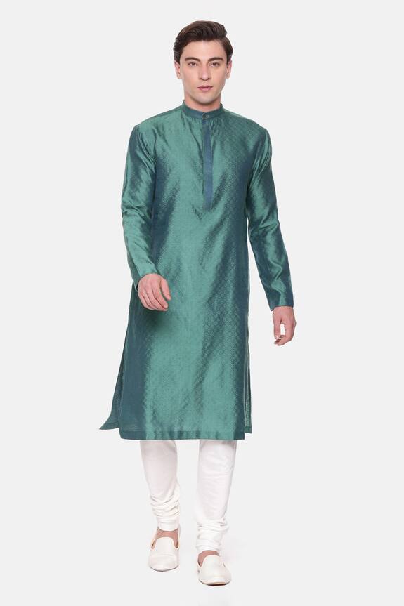 Mayank Modi - Men Chevron Pattern Kurta & Churidar Set