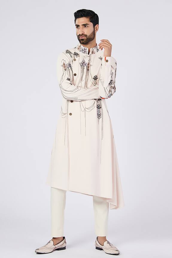 S&N by Shantnu Nikhil Crest Embroidered Kurta