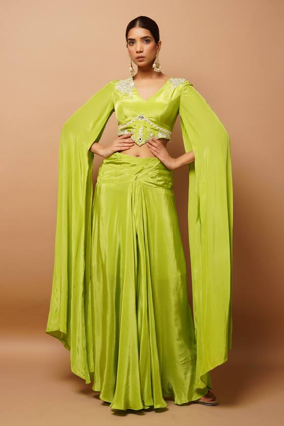 Ahi Clothing Embroidered Bustier & Draped Skirt Set