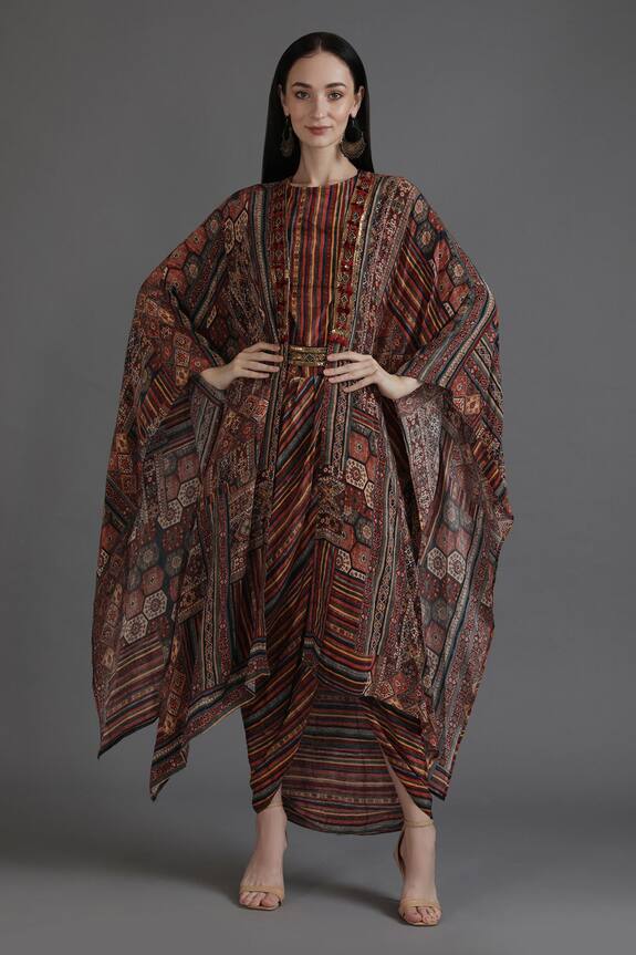 Preeti S Kapoor Mahira Mosiac Print Cape With Dhoti Dress