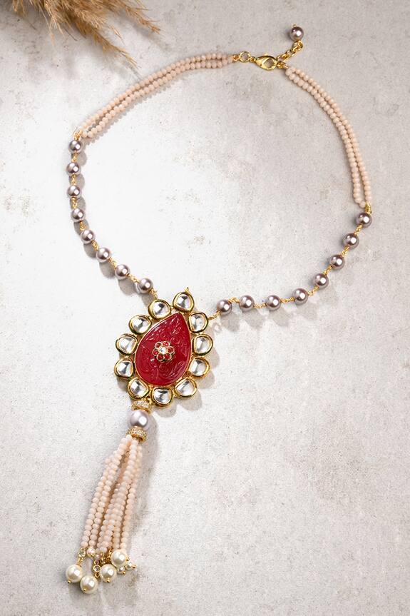 joules by radhika Carved Agate Embellished Necklace