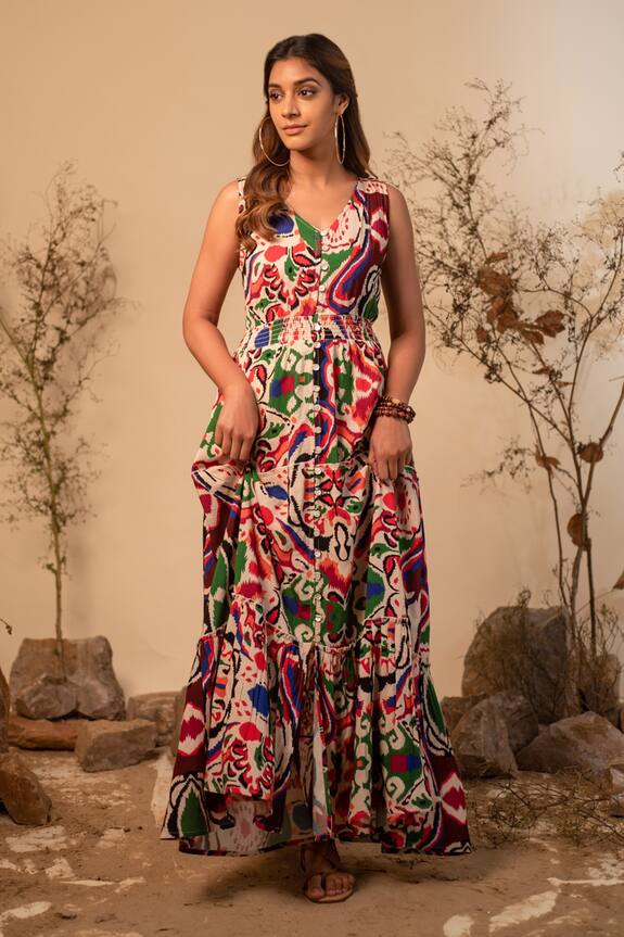 Label Reyya Abstract Print Maxi Dress