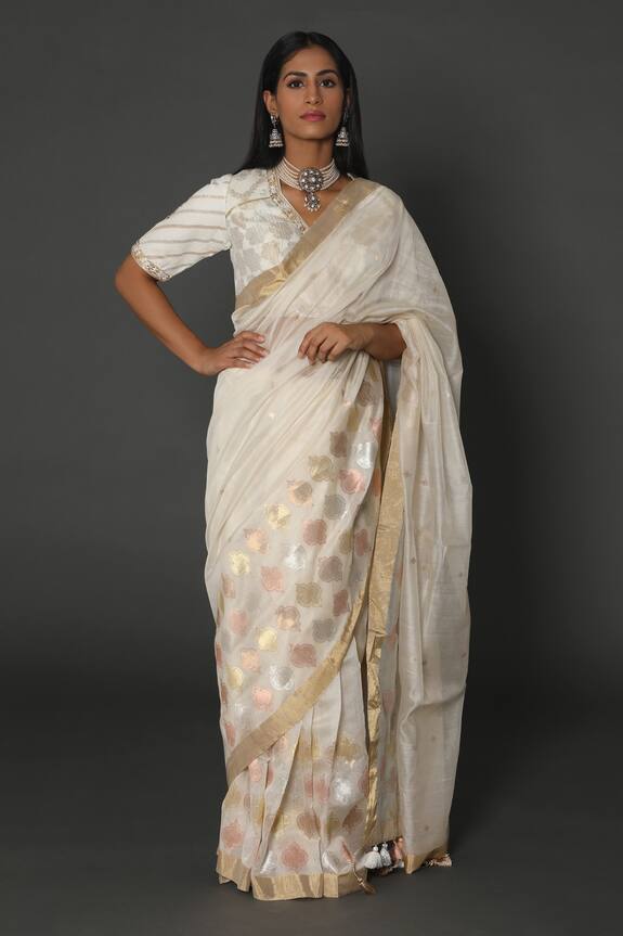 Rar Studio Embroidered Woven Saree With Blouse