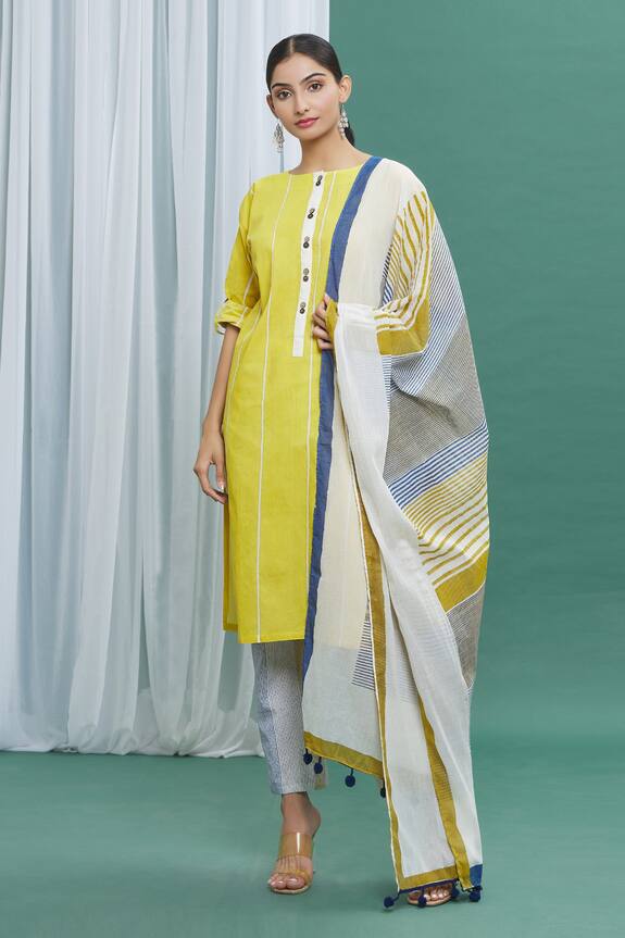 Silkwaves Handprinted Striped Dupatta