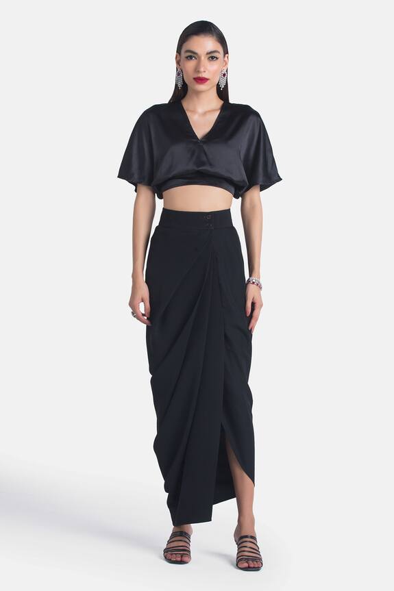 431-88 by Shweta Kapur Shimmer Pleated Draped Skirt
