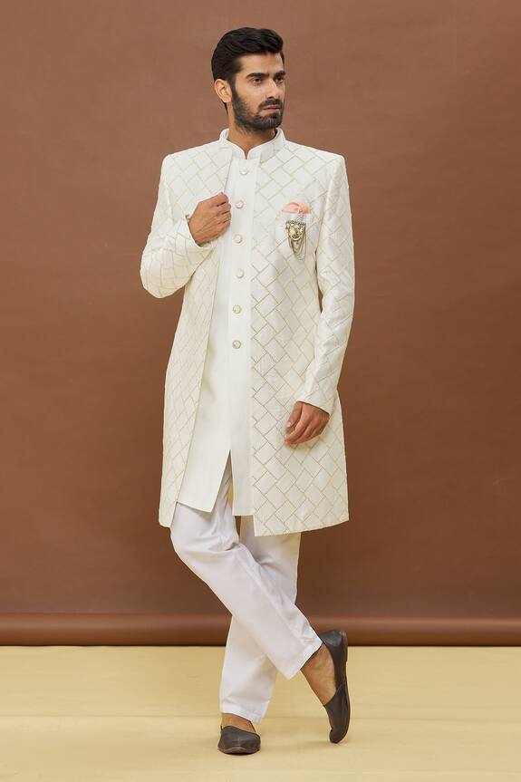 Khwaab by Sanjana Lakhani Sequin Work Jacket & Sleeveless Sherwani Set