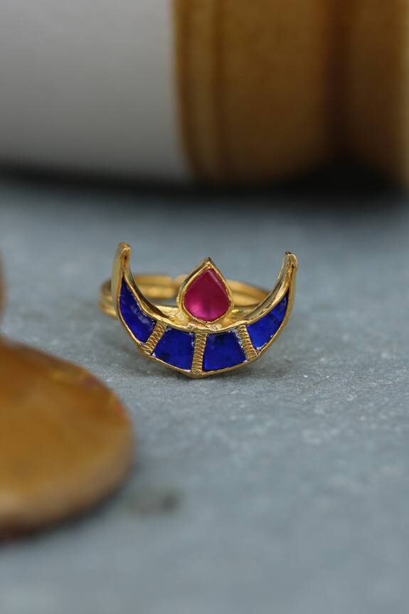 Paisley Pop Eeshta Moon Kundan Embellished Ring