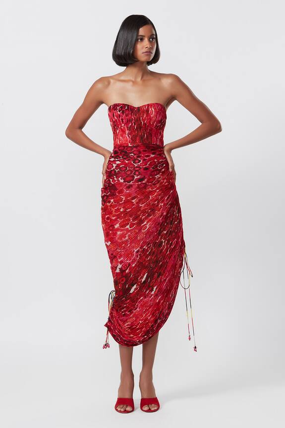 Saaksha & Kinni Printed Strapless Corset Dress