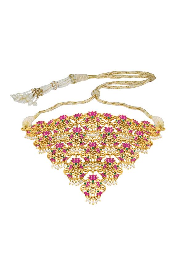 Zariin Enamelled Rani Lotus Choker Necklace