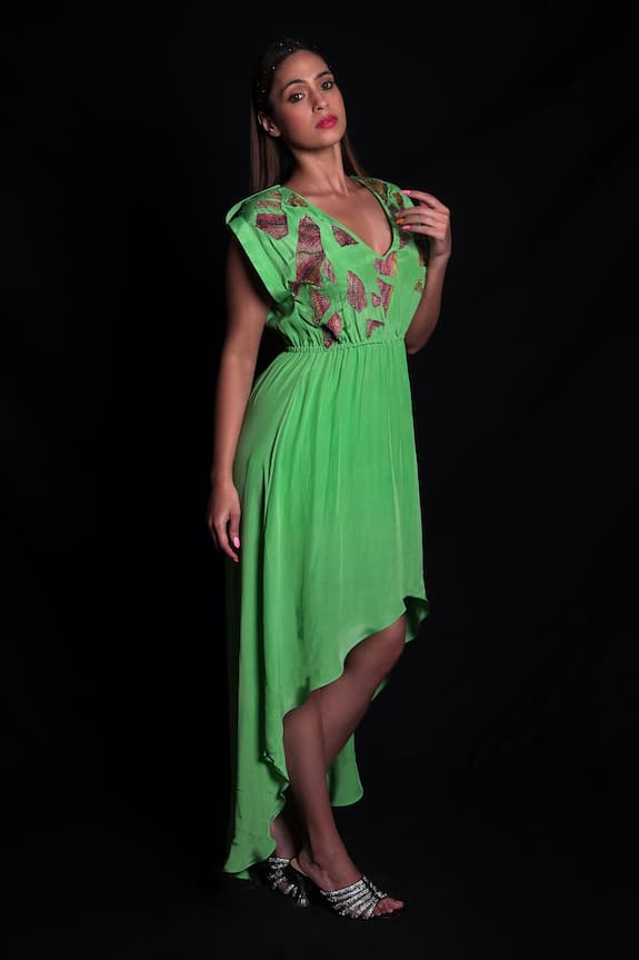Seesa Asymmetric Embroidered Dress