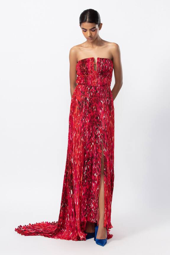 Saaksha & Kinni Abstract Flower Print Gown