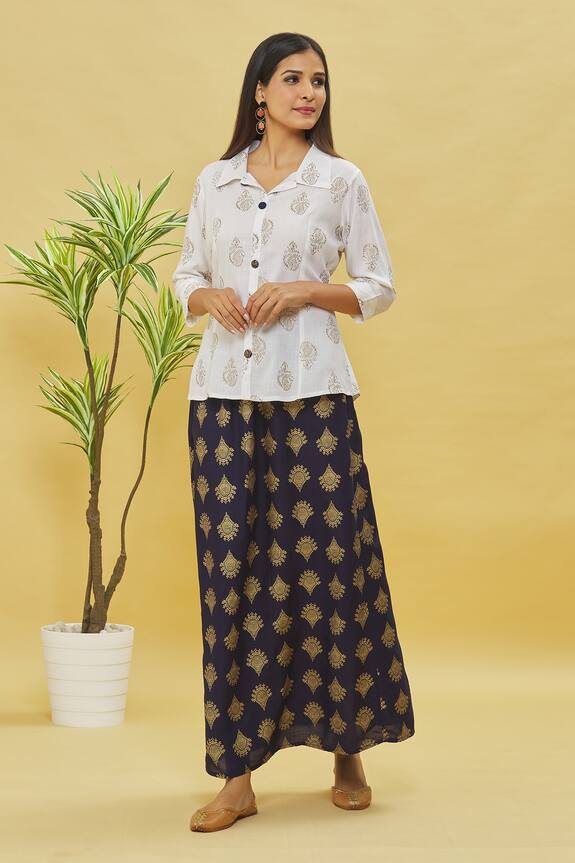 Samyukta Singhania Foil Print Shirt & Skirt Set