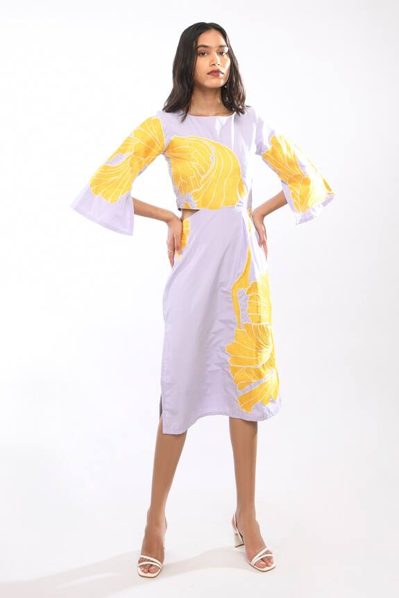 Itara Split Sleeved Embroidered Midi Dress