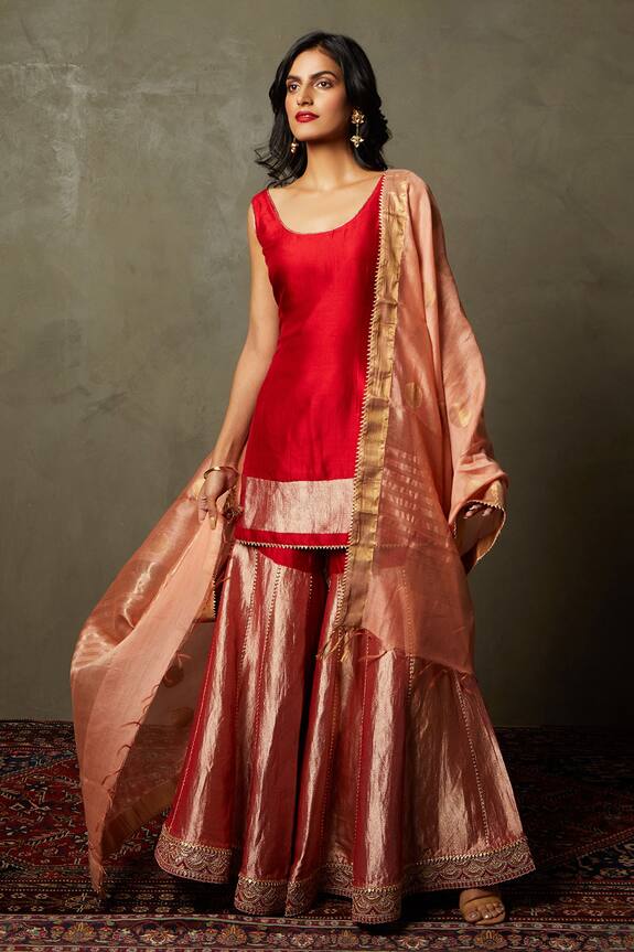 RI.Ritu Kumar Christin Silk Kurta Gharara Set