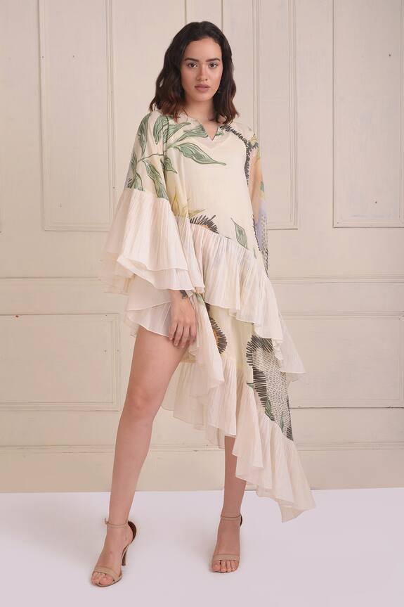 Shwetanga Organic Cotton Asymmetric Kaftan Dress