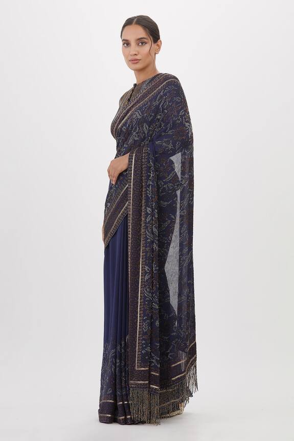 Nakul Sen Floral Cutdana Work Saree With Blouse