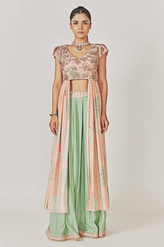 S&A by Anu Pellakuru Embellished Top With Flared Pant