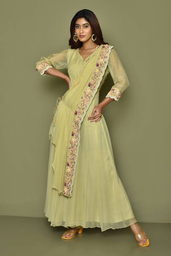Samyukta Singhania Floral Embroidered Draped Jumpsuit