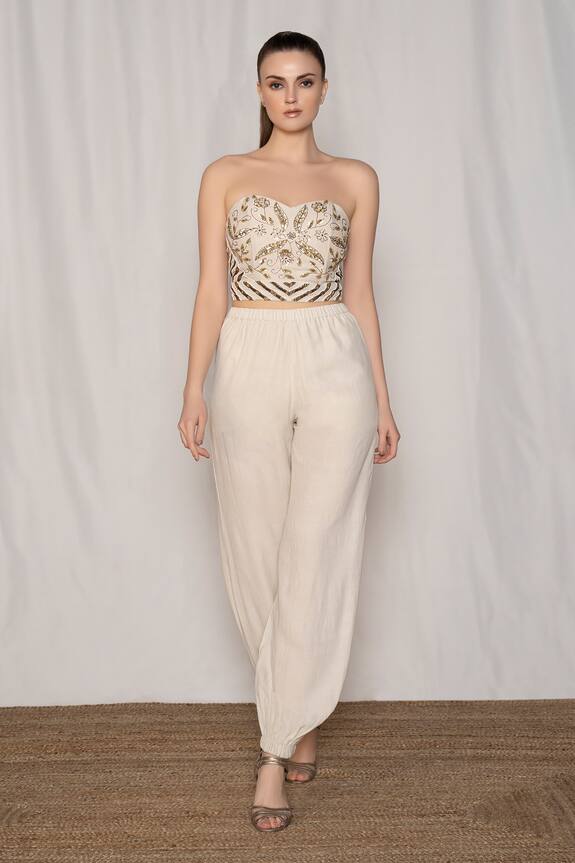 Amrta Embroidered Bustier & Jogger Set