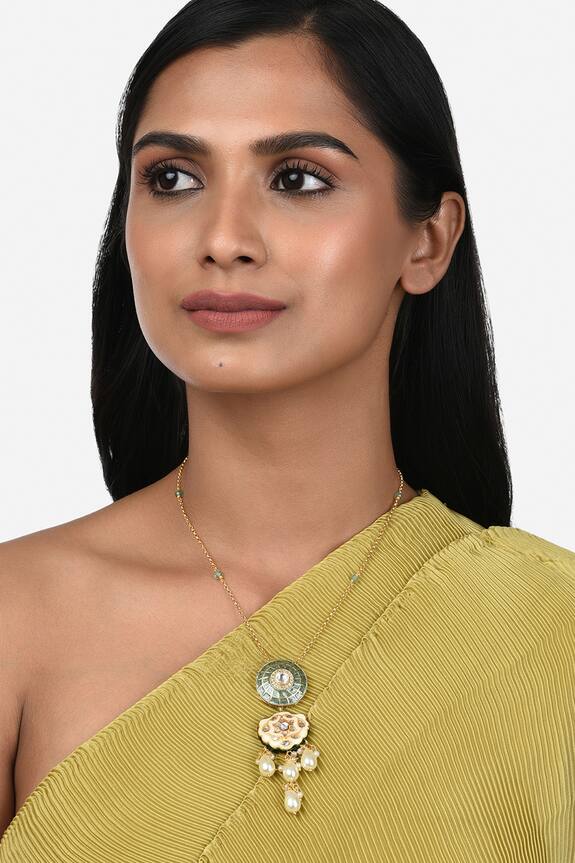 Ahaanya Enamelled Pendant Necklace