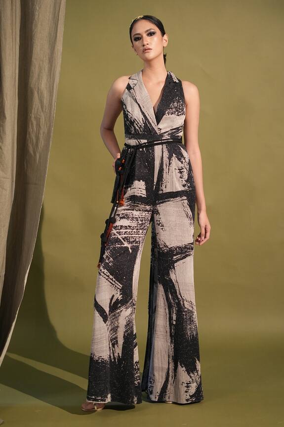 Nikita Mhaisalkar Brush Stroke Print Drape Jumpsuit