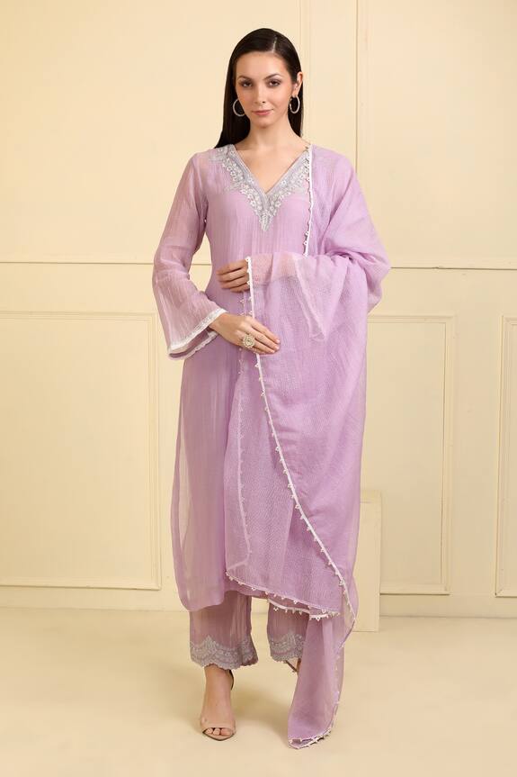 Neha Khullar Chanderi Silk Neckline Embroidered Kurta Set