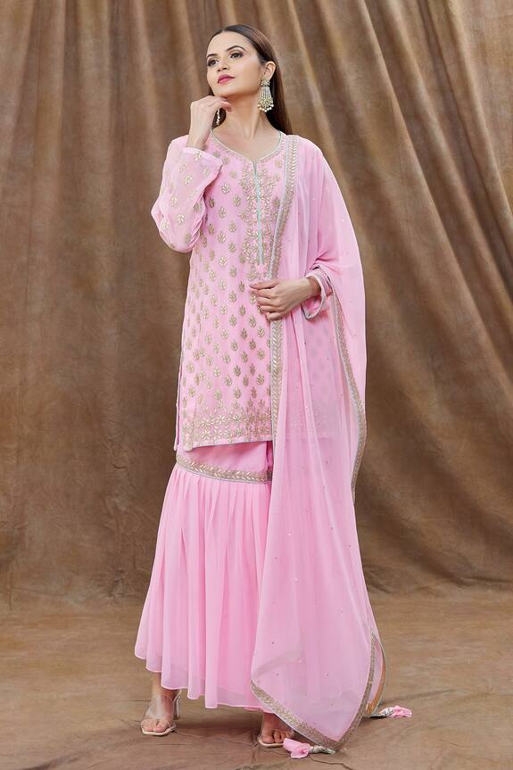 Aiman Gota Embroidered Kurta Sharara Set