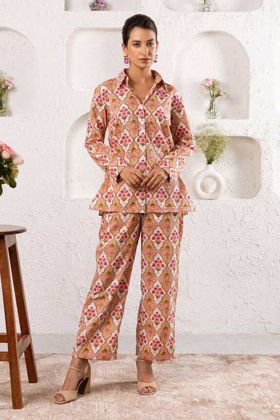 Rivaaj Clothing Botanical Print Shirt & Pant Set