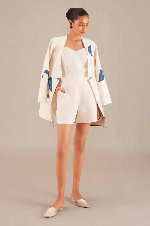 AMPM Contrast Leaf Print Jacket & Shorts Set