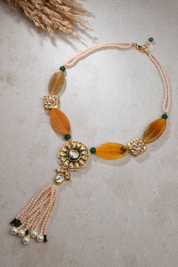 joules by radhika Agate Embellished Long Necklace