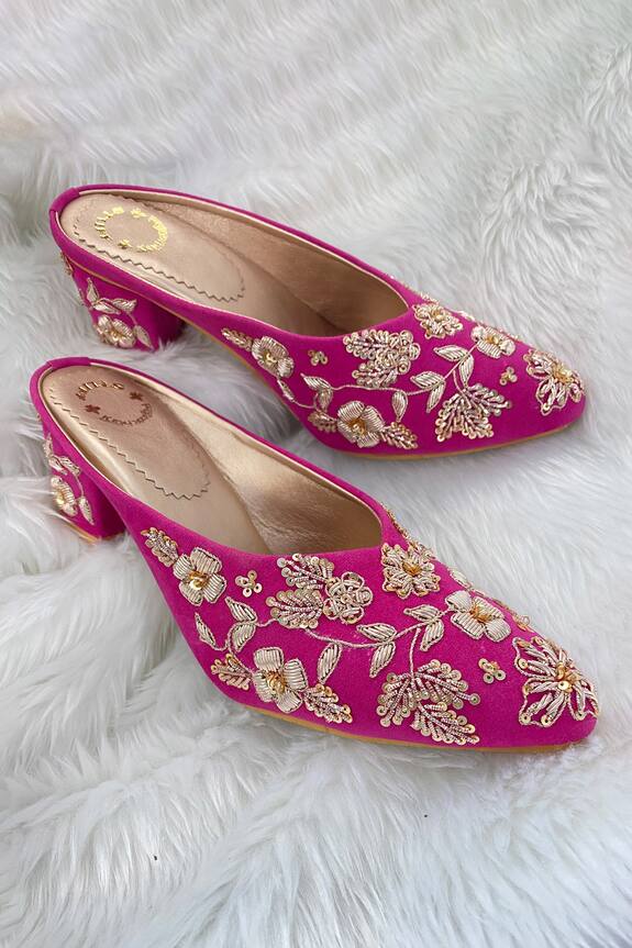 Rajasthani Stuff Kirmi Velvet Mule Block Heels
