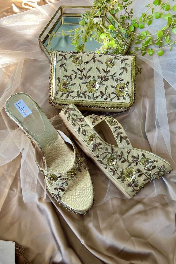 Fuchsia Royal Bride Wedges & Clutch Set