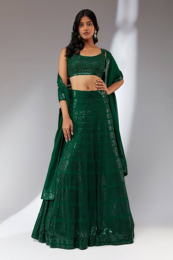 Neha Khullar Sequin Embroidered Georgette Lehenga Set