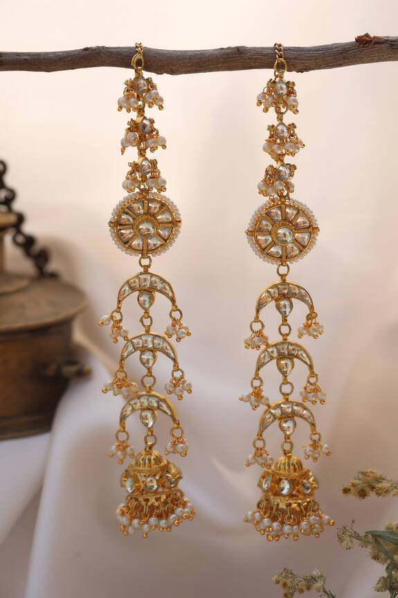 Paisley Pop Firaki Kundan Embellished Long Jhumka Earrings
