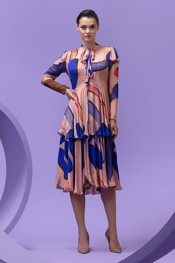 Nautanky Artistic Print Double-Layered Dress