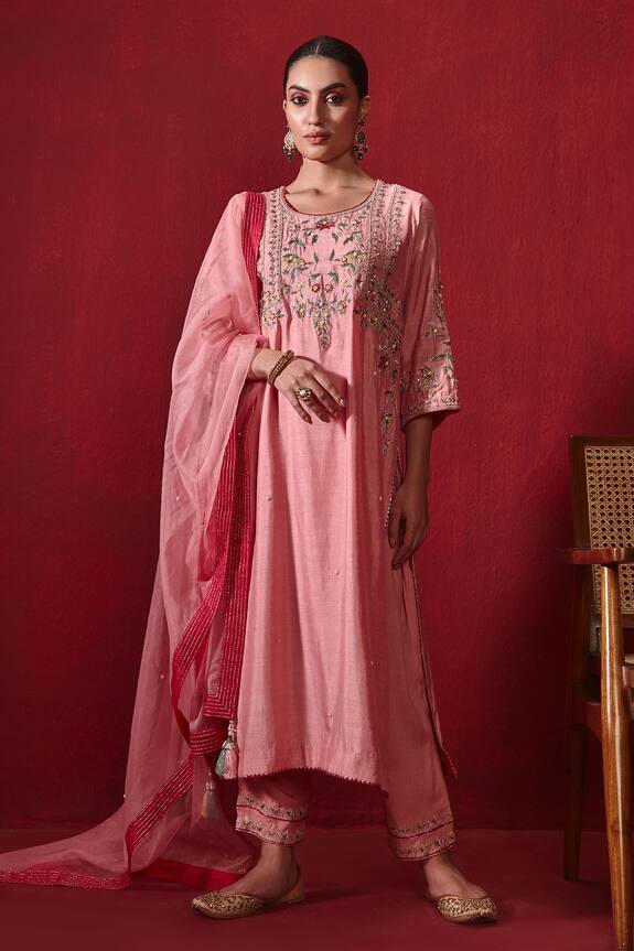 Ajiesh Oberoi Preeti Straight Long Embroidered Kurta Set