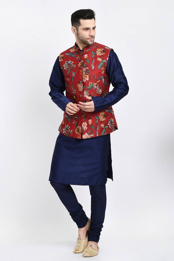 Samant Chauhan Reversible Mandarin Collar Bundi & Kurta Set